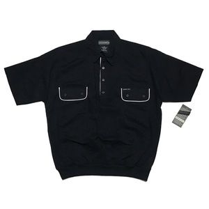 MEMBERS ONLY Men's Black 1/2 Button Up Banded Hem Pullover Shirt Size M, 1X NWT